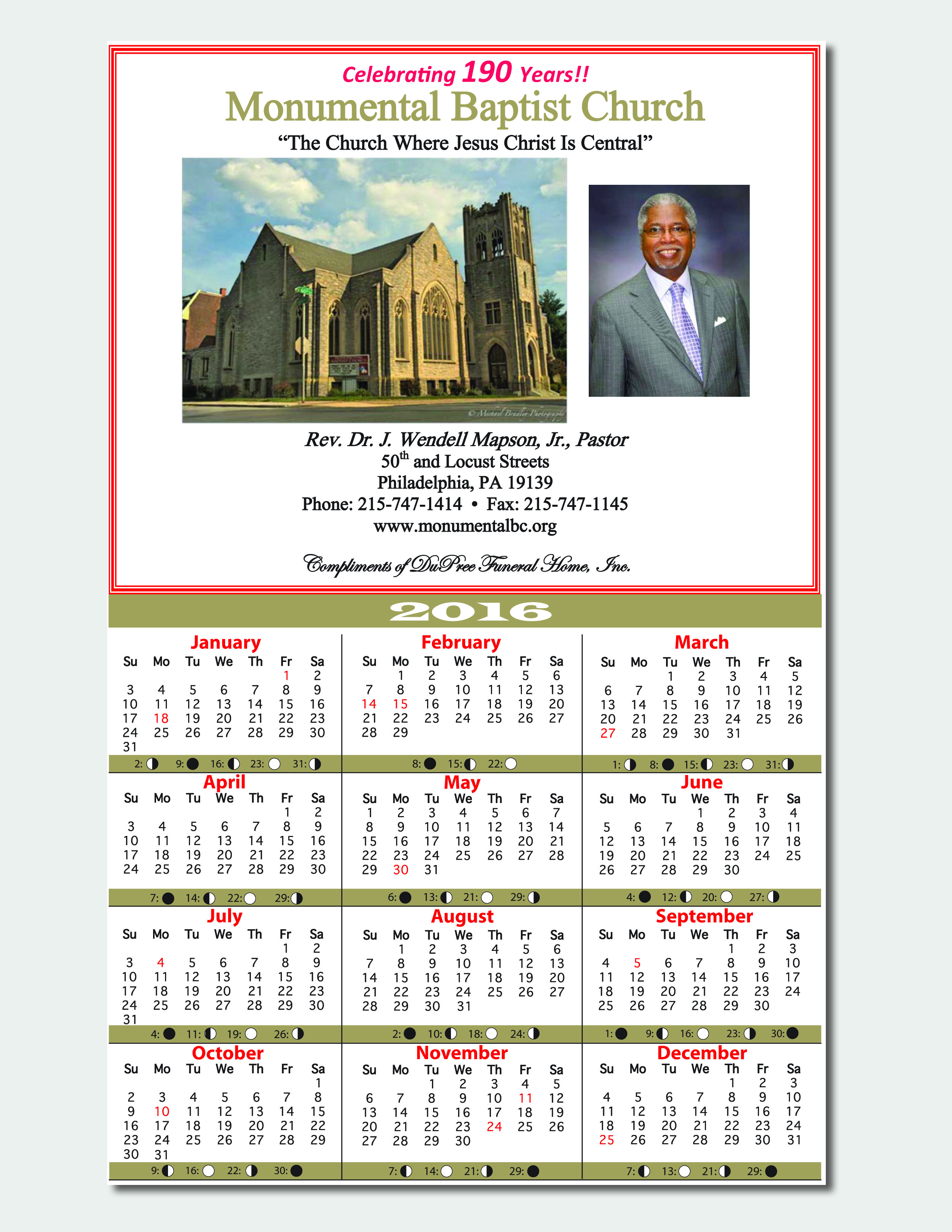 Custom Church Calendar